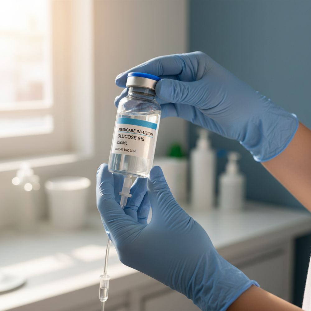 Personal médico especializado preparando un tratamiento oncológico en un entorno de salud moderno y profesional