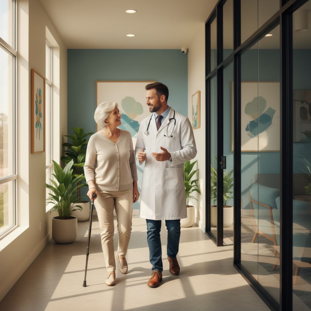 Paciente consultando con un médico especialista sobre tratamiento de diabetes y bienestar integral