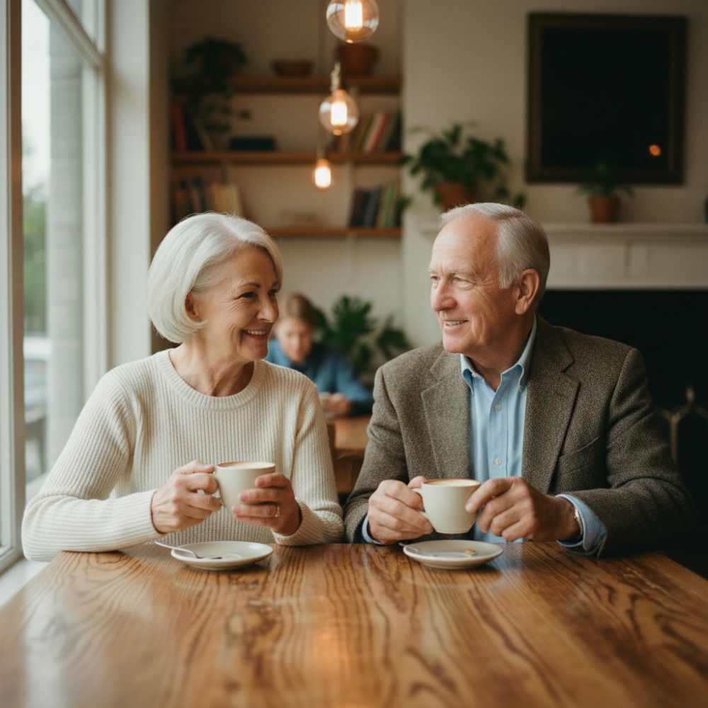 Persona mayor con actitud tranquila y segura en su hogar, representando la estabilidad en la cobertura de salud