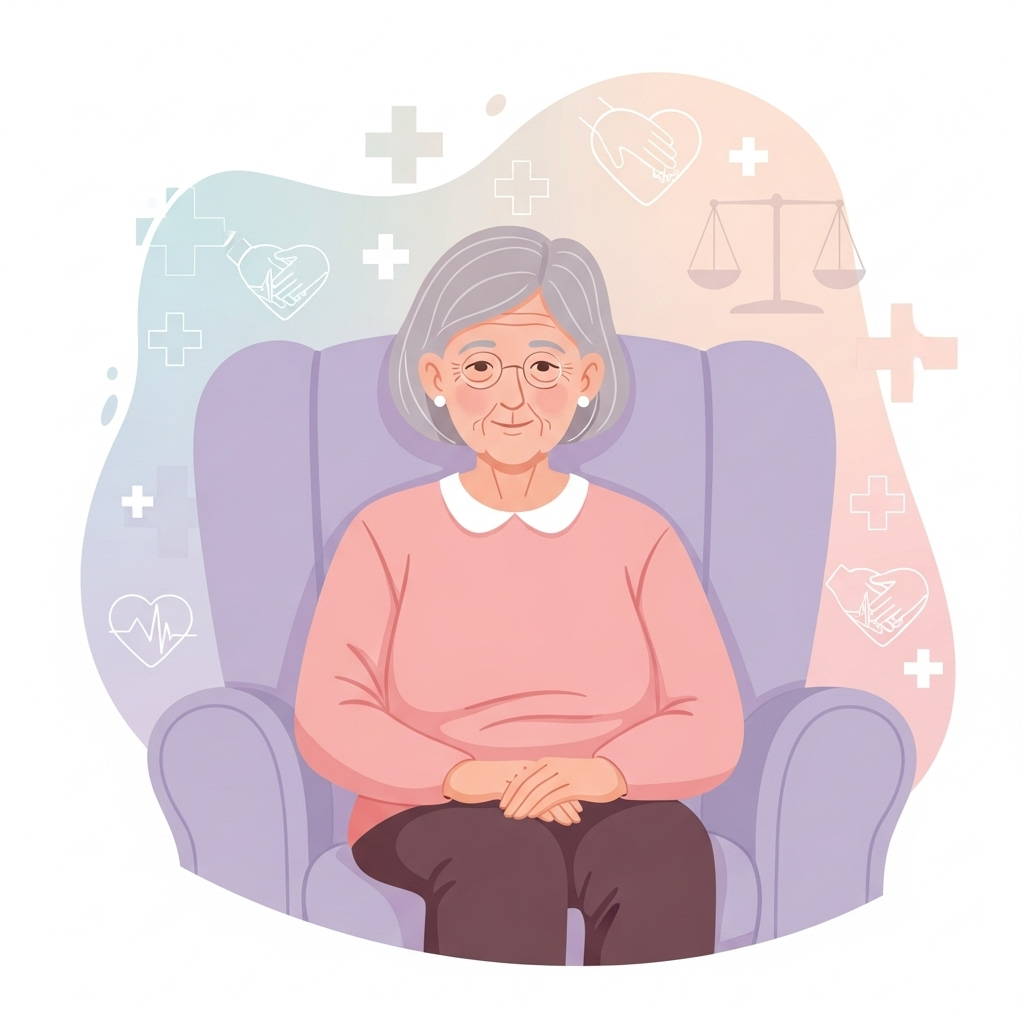 Adulto mayor recibiendo atención médica especializada en institución geriátrica, ilustrando la cobertura obligatoria de internación