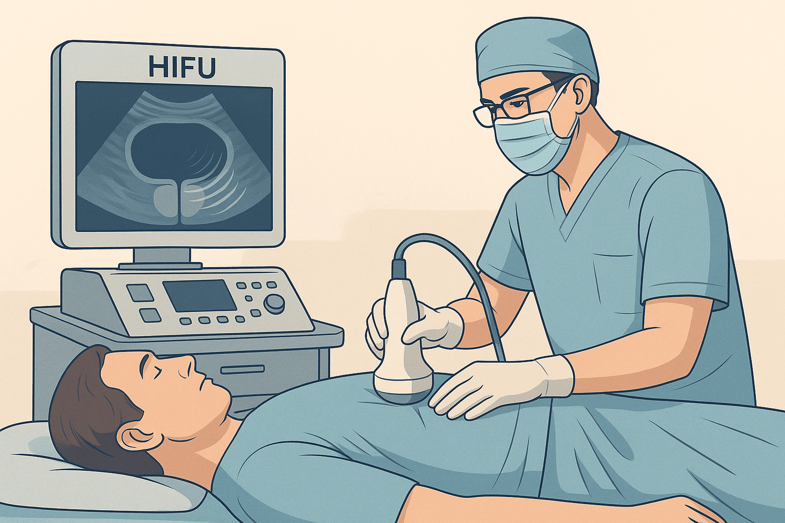 Procedimiento médico de ultrasonido prostático de alta frecuencia para cáncer de próstata