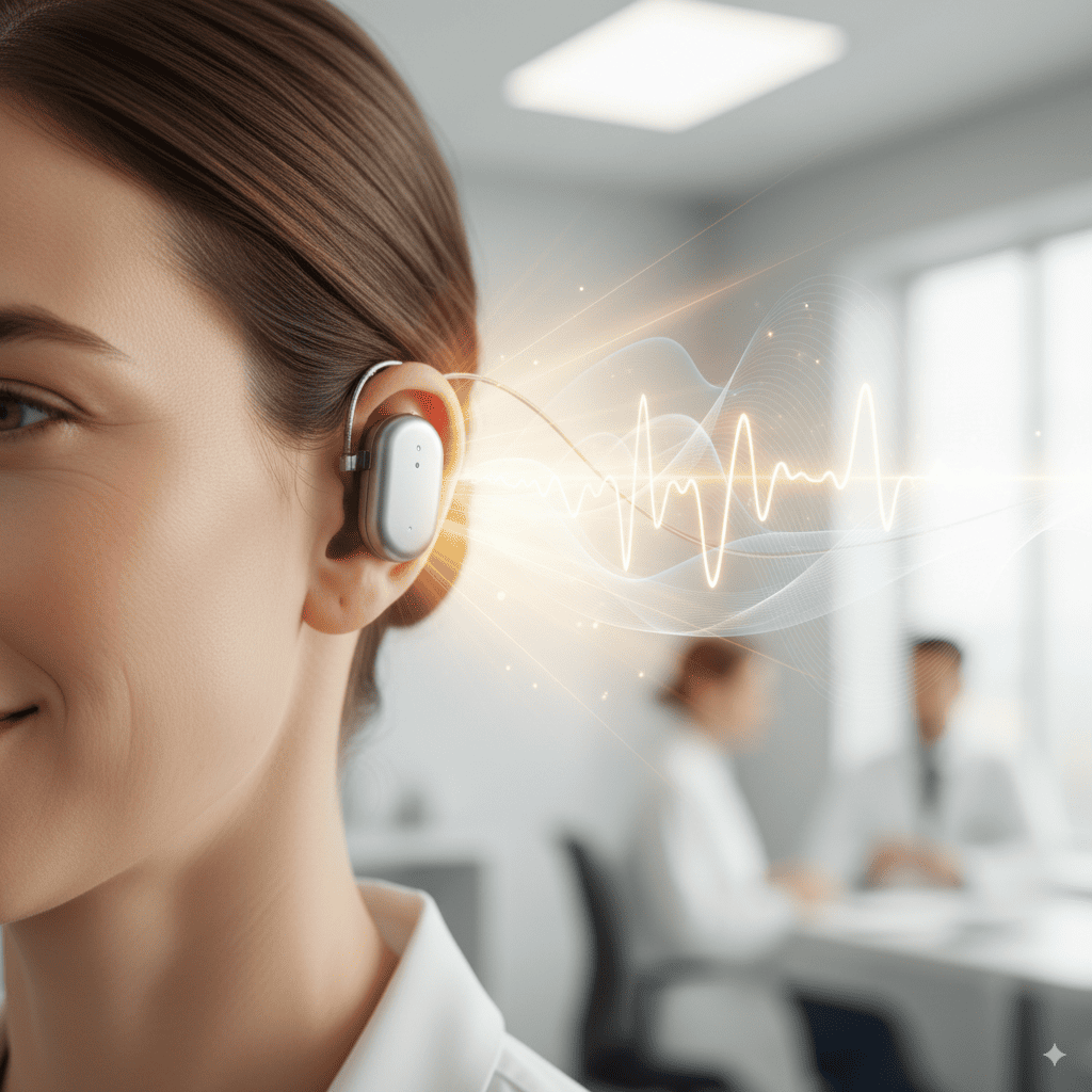 Imagen de un implante coclear, dispositivo electrónico para restaurar la audición